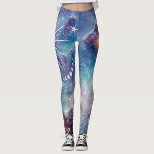 Lila blaues Himmelsmuster Leggings
