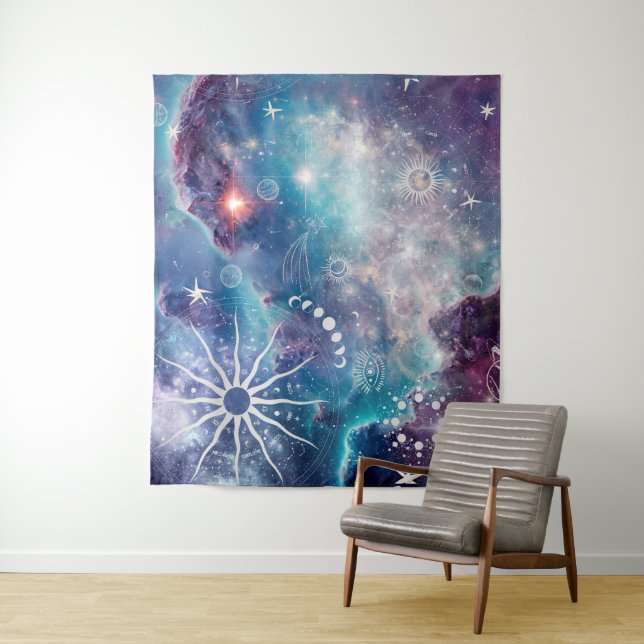 Lila blaues Himmelsmuster Wandteppich (Beispiel)