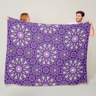 Lila Blaues Kaleidoskop Pinwheel Mandala Muster Fleecedecke