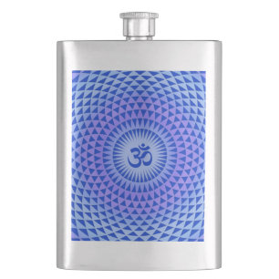 Lila Blaues Lotus-Blume-Medikationsrad OM Flachmann