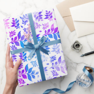 Lila blaues Ombre Watercolor-Blatt-Umschlagpapier Geschenkpapier