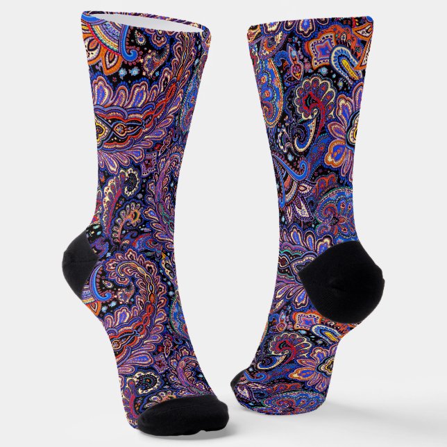 Lila-Blaues Paisley-Muster Socken (Gewinkelt)