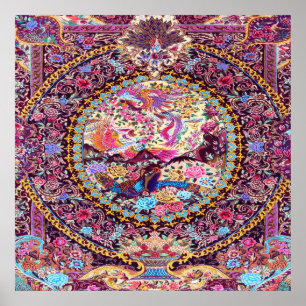 Lila Blaues Perserblumen Blume Peacock Poster