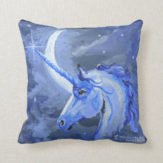 Lila blaues Pferd Unicorns-Mond-Mondpegasus Kissen