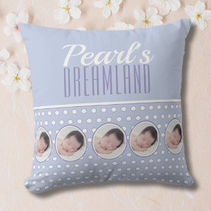 Lila-blaues Polka-Punkt-Kinderzimmer-Geschenk Kissen