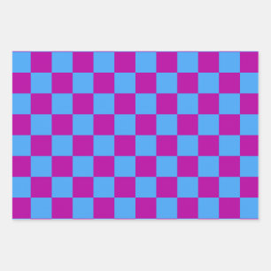 Lila blaues Prüfmuster für Karo Geschenkpapier Set