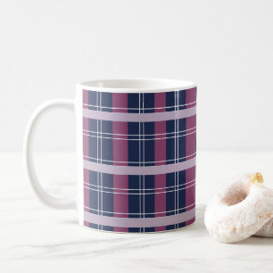 Lila Blaues Schottisches Tartan Karomuster Kaffeetasse