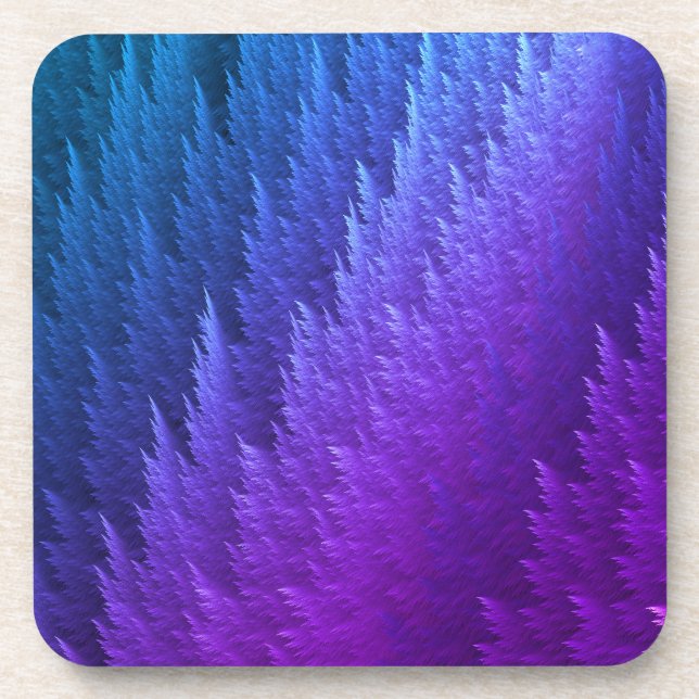 Lila Blaues Tye Dye Feder Muster Getränkeuntersetzer (Vorderseite)