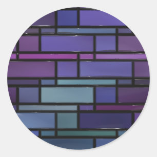 Lila, blaues und Aquamarin festes Glasfenster Runder Aufkleber
