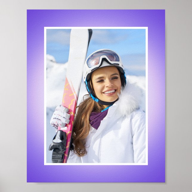 Lila Blaurosa Aura Gradient Foto Border Poster (Vorne)