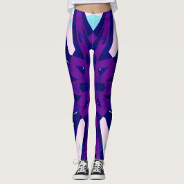 Lila Blaurosa Retro Deko Muster Gym Yoga Leggings
