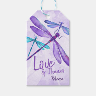 Lila, blautürkise Dragonfly-Geschenkmarke Geschenkanhänger
