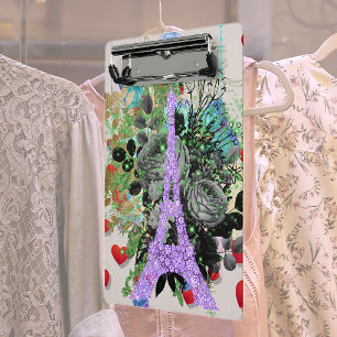 Lila Bling Eiffel Tower Mini Klemmbrett