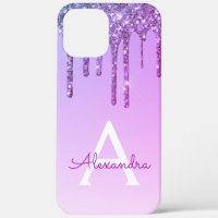 Lila Bling Luxury Sparkle Glitzer Monogram