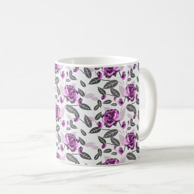 Lila Bliss Floral Design Kaffeetasse (VorderseiteRechts)