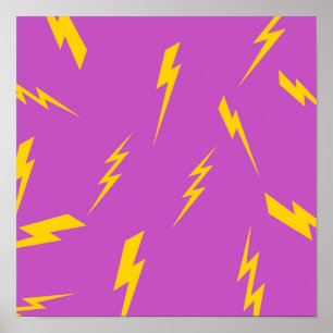Lila Blitz Hintergrund Y2K Muster Poster