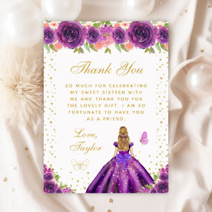 Lila Blonde Hair Princess 16 . Geburtstag Dankeskarte