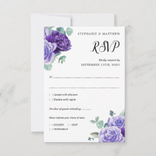 Lila Blooms Eukalyptus Botanische Hochzeit RSVP Karte