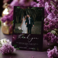 Lila Blooms Foto Hochzeit Danke Karte