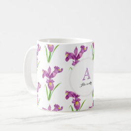 Lila Bloral-Art-Monogramm-Kreis Tasse