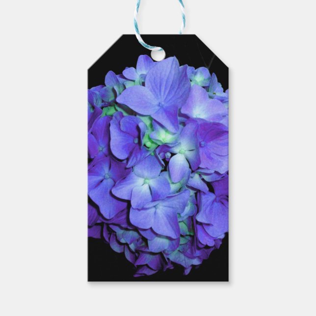 Lila blorales aquamarines Blumenhydrangea Geschenkanhänger (Vorderseite)