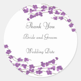 Lila Blossom Wedding Vielen Dank Runder Aufkleber
