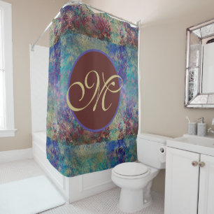 Lila Blue Abstrakt Monogram Duschvorhang