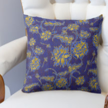 Lila Blue and Gold Floral Chintz