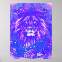 *~* Lila Blue Art Artistic Celestial LION AP23