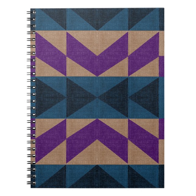 Lila Blue Aztec Muster Spiral Notebook Notizblock (Vorderseite)