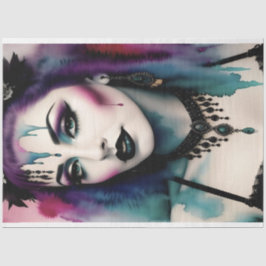 Lila Blue Beautiful Goth Performer Decoupage Seidenpapier