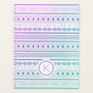 Lila Blue Boho Monogram Ombre Planer