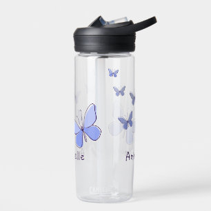 Lila Blue Butterfly Doodle Ihr Name Trinkflasche
