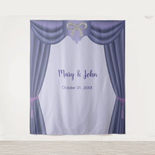 Lila Blue Diamond Bow Wedding Foto Hintergrund Wandteppich