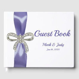 Lila Blue Diamond Bow Wedding Guestbook Gästebuch