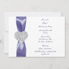 Lila Blue Diamond Heart Junggeselinnen-Abschied Einladung