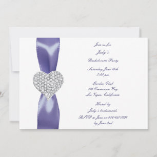 Lila Blue Diamond Heart Junggeselinnen-Abschied Einladung
