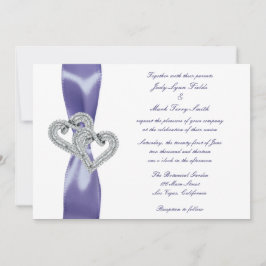 Lila Blue Diamond Hearts Hochzeitseinladung Einladung