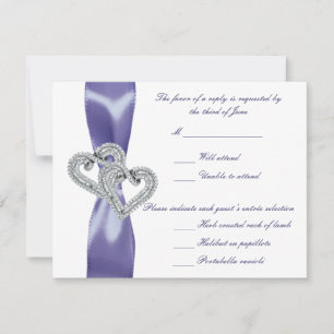 Lila Blue Diamond Hearts - Hochzeitskarte Einladung