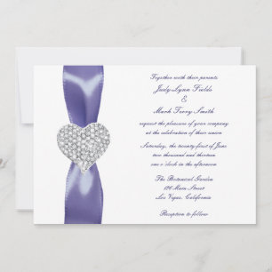 Lila Blue Diamond Herz Einladung zur Hochzeit