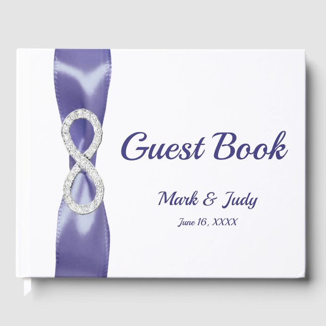 Lila Blue Diamond Infinity Wedding Guestbook Gästebuch (Vorderseite)