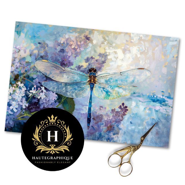 Lila Blue Dragonfly Vintag Floral Decoupage Seidenpapier (Von Creator hochgeladen)