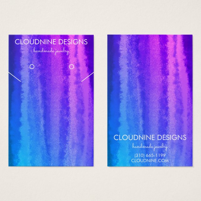 Lila Blue Earring Necklace Juwelier Display Card (Vorne & Hinten)