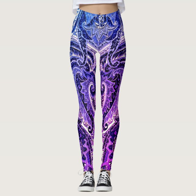 Lila Blue Extravagant Design Leggings (Vorderseite)