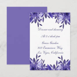 Lila Blue Floral Foliage Wedding Card Einladung