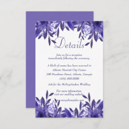 Lila Blue Floral Foliage Wedding Details Card
