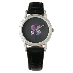 Lila Blue Floral Monogram S Watch Armbanduhr