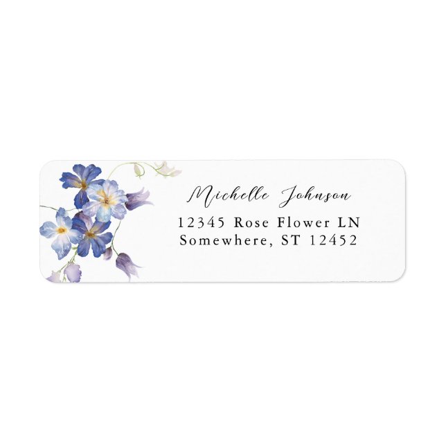 Lila Blue Floral Rücksendeadresse 2 (Vorne)