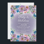 Lila Blue Floral Women's 60 Fabulous Geburtstag Einladung<br><div class="desc">Lila und blaue boho-Stil Aquarell Blüten Sechzig und Fabelhafte Geburtstagsfeier Einladung für Frauen. Schriftart,  Text und Text sind individuell anpassbar.</div>