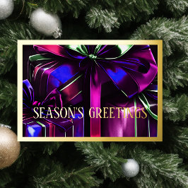 Lila Blue Gold-Geschenke der Saison Feiertagskarte